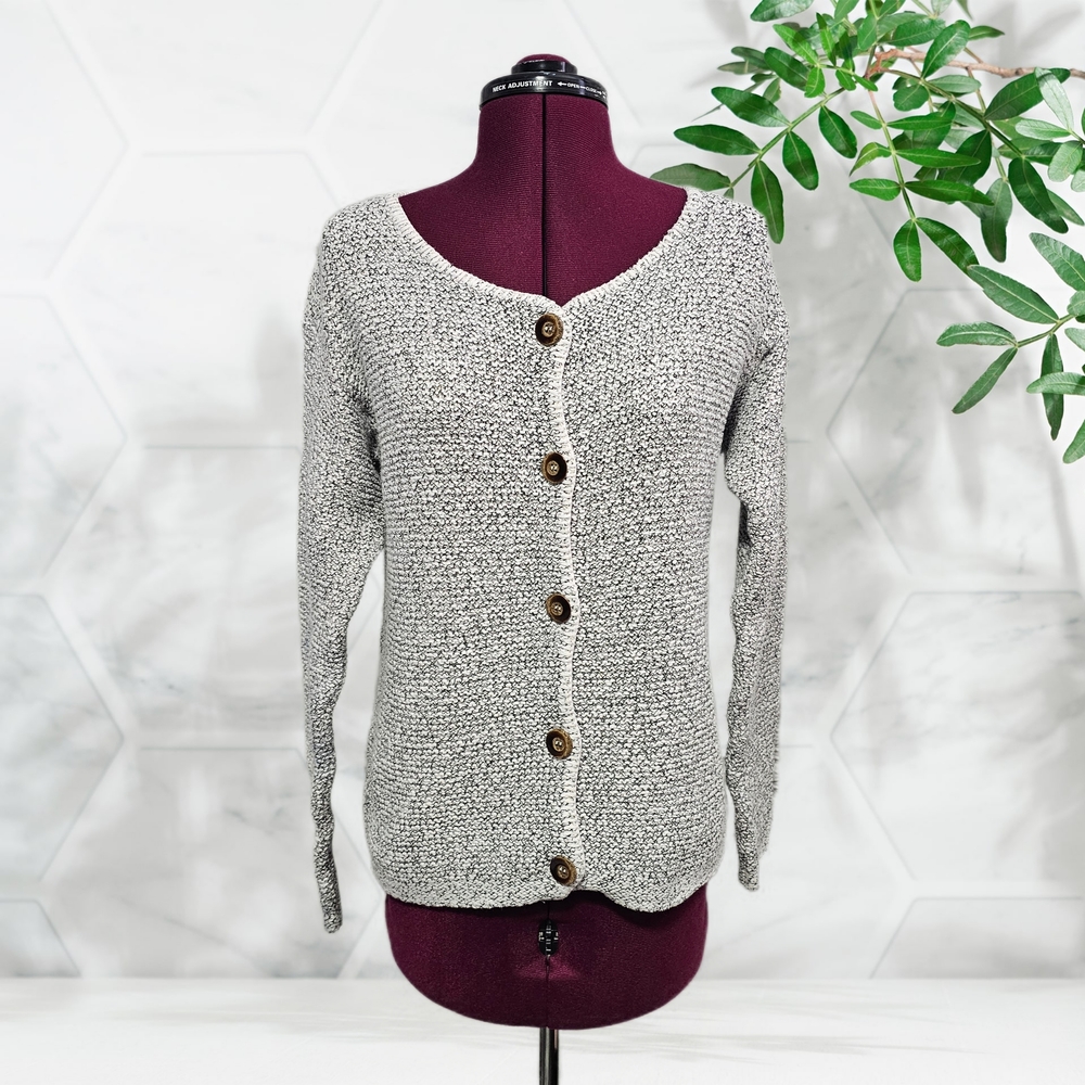 Vintage Alps Fine Women's Apparel Cardigan Chic Black White Button-Up Cardigan